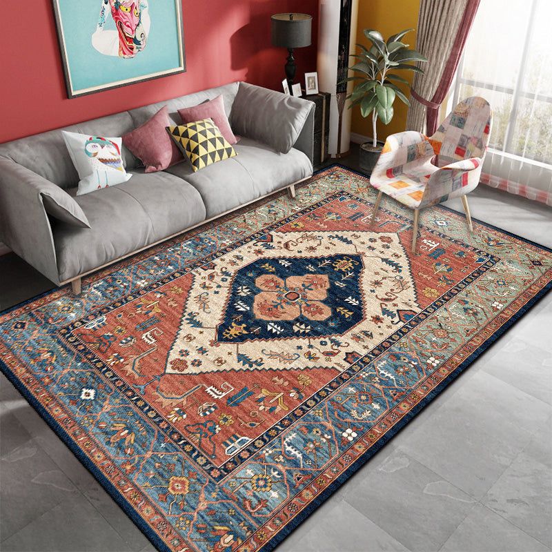 Relaxing Living Room Rug Multi Color Floral Print Indoor Rug Synthetics Non-Slip Backing Pet Friendly Area Carpet