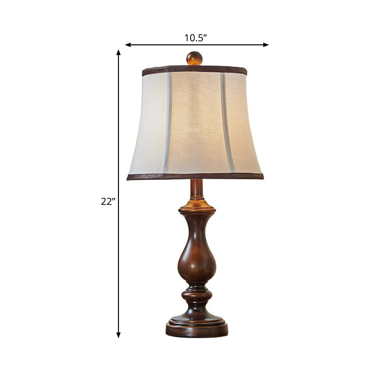 1 Light Wood Task Lighting Antique Style Brown Urn Shape Study Room Night Table Lamp