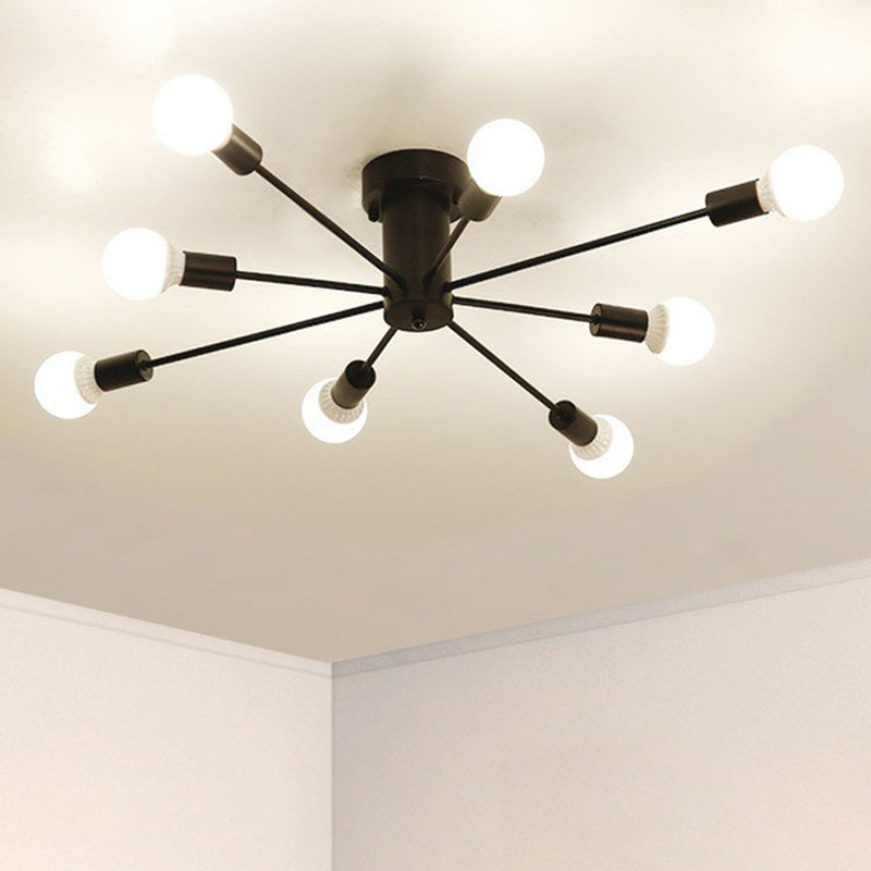 Lámpara de techo semi empotrada de metal negro estilo loft para sala de estar