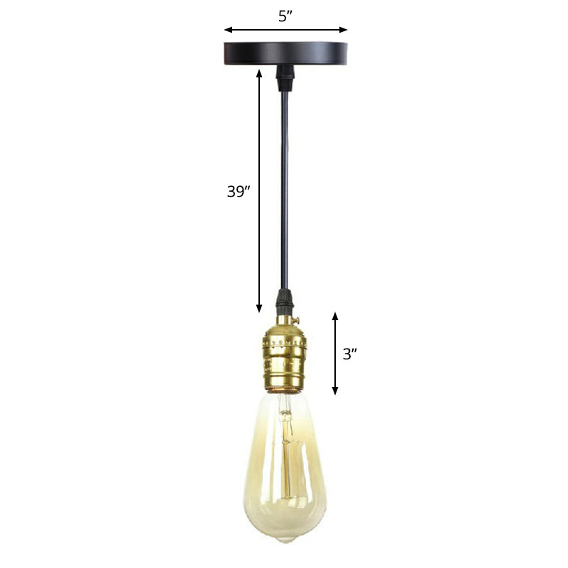 Edison Bulb Pocket en aluminium Pendant Light Light Industrial Single Salle Room suspendu Lamping en noir