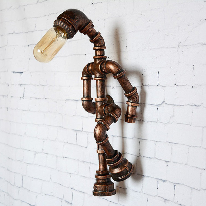 Eisenroboter Wandmontierte Lampe Industriestil 1 Glühbirnen Schlafzimmer Wandleuchten in Rost