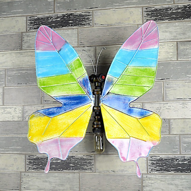 Metall Wasserpfeife Schmetterling Lampe Lampe DOFT Einer-Bulb-Korridorwandleuchte in Schwarz