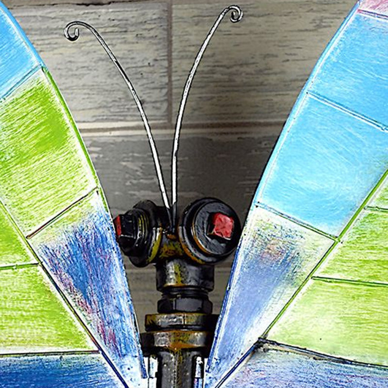 Metal Water Pipe Butterfly Sconce Lamp Loft Single-Bulb Corridor Wall Light in Black