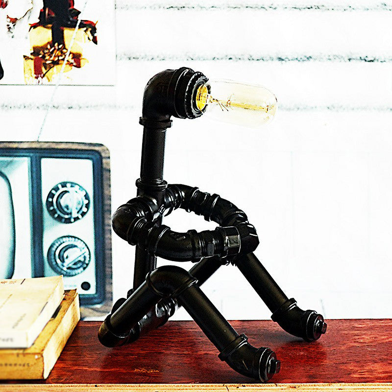 Zwart zittende robot Nachtlicht Steampunk Metal 1 lamp slaapkamer tafellamp voor decoratie
