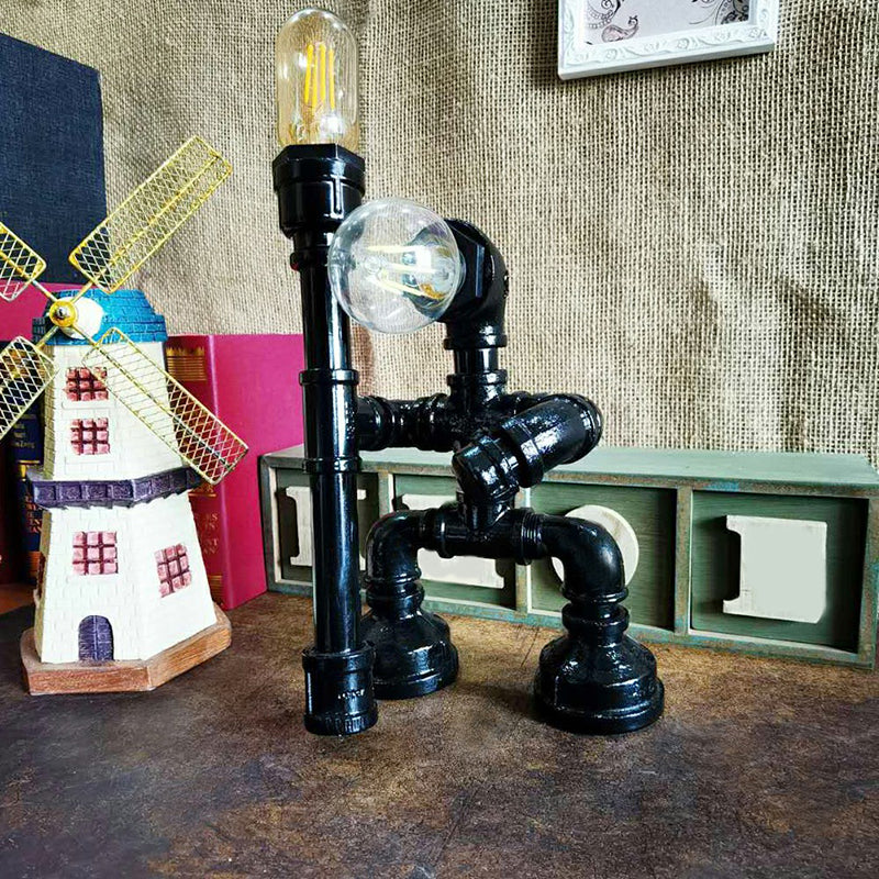 Water Pipe Night Table Lamp Industrial Metal Nightstand Light for Dorm Room Decoration