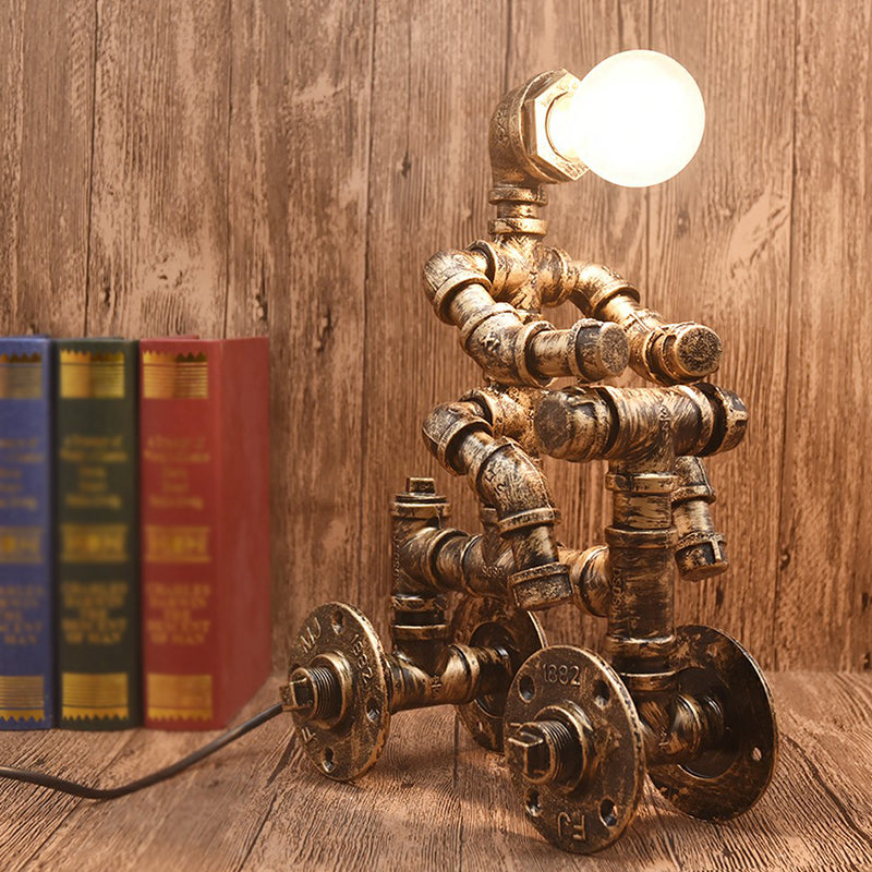 Water Pipe Night Table Lamp Industrial Metal Nightstand Light for Dorm Room Decoration