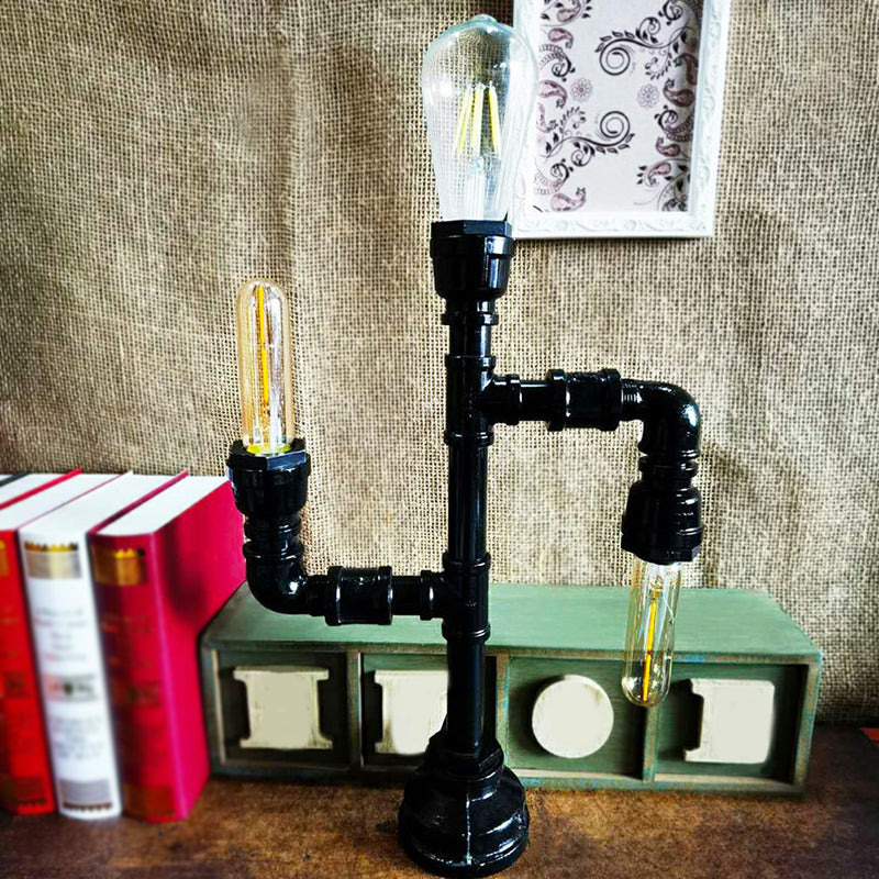 Water Pipe Night Table Lamp Industrial Metal Nightstand Light for Dorm Room Decoration