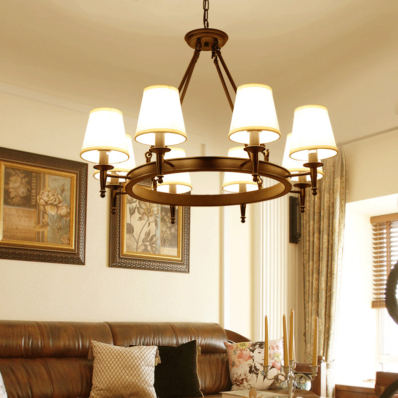 8 têtes d'éclairage de plafond minimalisme empire ombre tissu lustre lumière pour le salon
