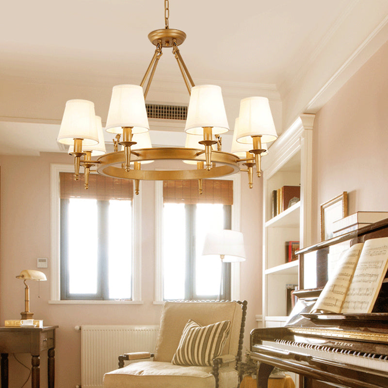 8 têtes d'éclairage de plafond minimalisme empire ombre tissu lustre lumière pour le salon