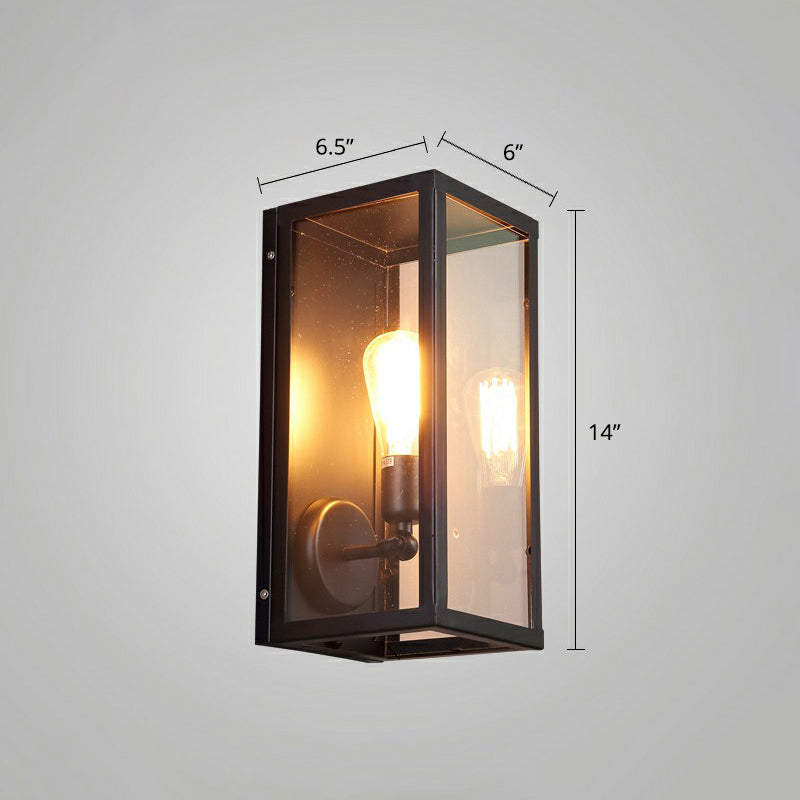 Shaded Glass Wall Lamp Simplicity Single Restaurant Wall Lighting Fixture in Black