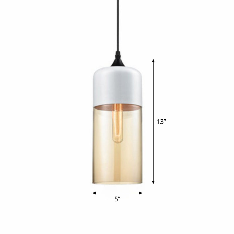 Amber Glass Shaded Hanging Lamp Vintage Style Single-Bulb Dining Room Lighting Pendant