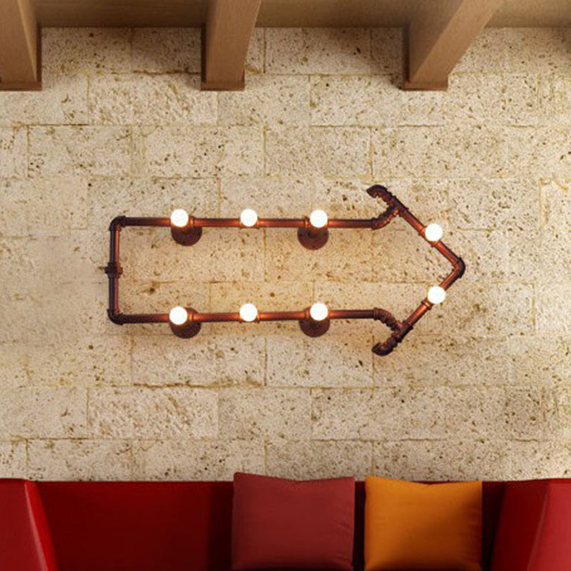 Rost 8-Bulb-Wandlampe Industrial Metall Pfeil geformtes Leuchtenleuchte für Schlafzimmer