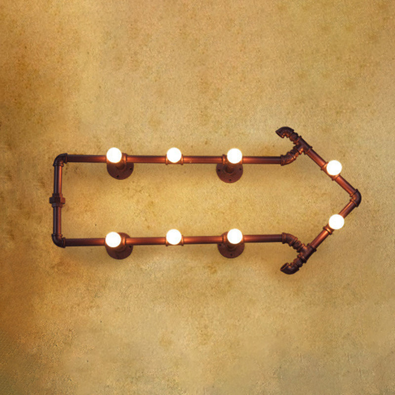 Rost 8-Bulb-Wandlampe Industrial Metall Pfeil geformtes Leuchtenleuchte für Schlafzimmer