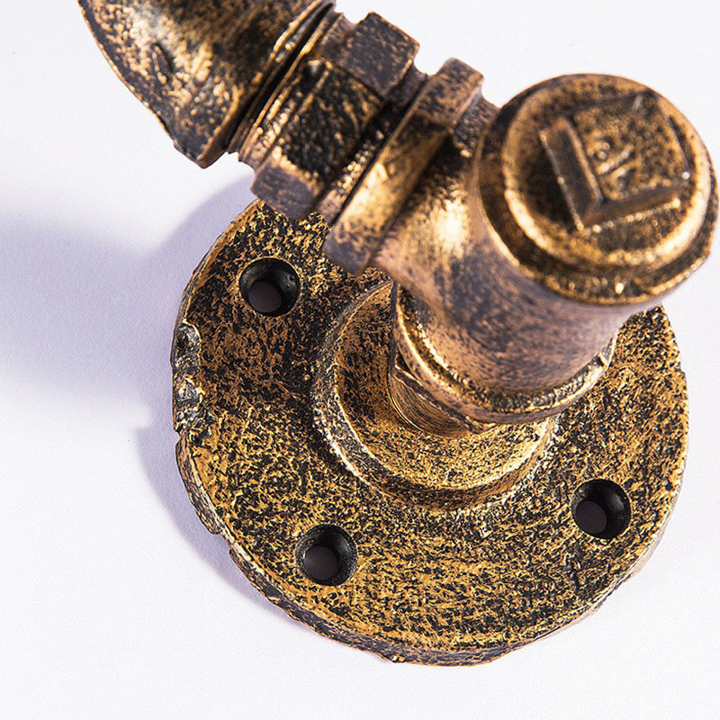 Iron Pipe Man Wall Mount Light Steampunk 1 Head Bedroom Wall Lamp with Flared Shade in Bronze