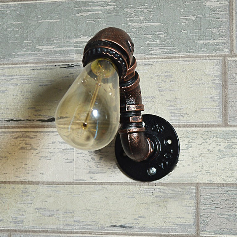 Rust Finish Pipe Wall Light Industrial Metal 1 Bulb Garage Sconce Lighting Fixture