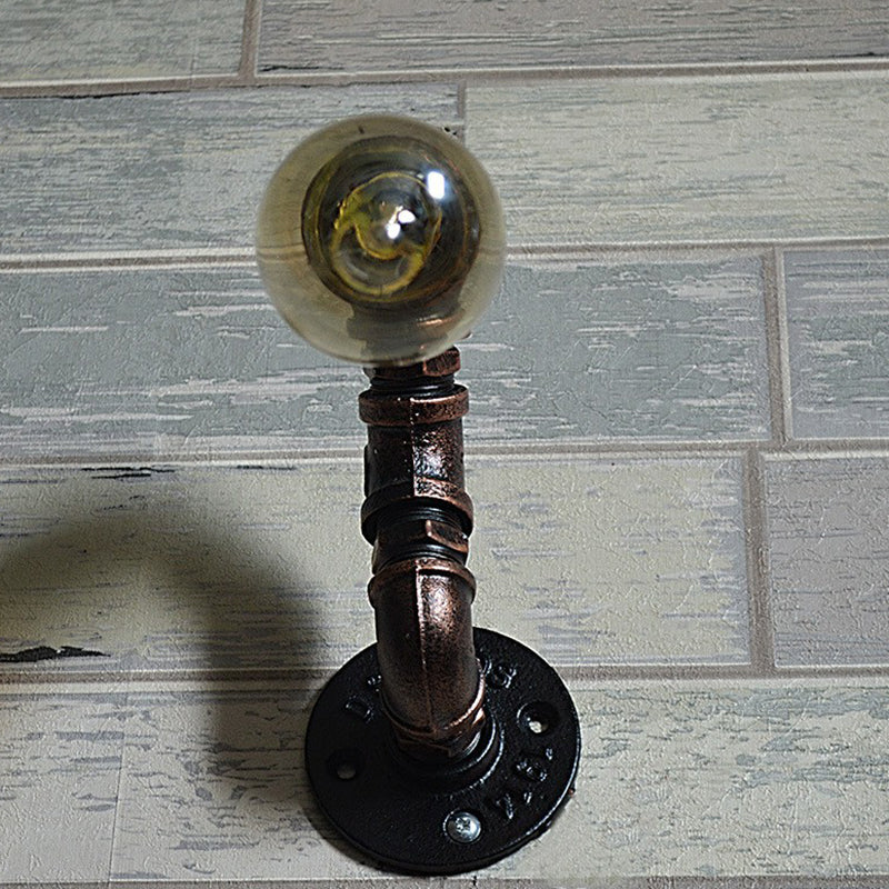 Rust Finish Pipe Wall Light Industrial Metal 1 Bulb Garage Sconce Lighting Fixture