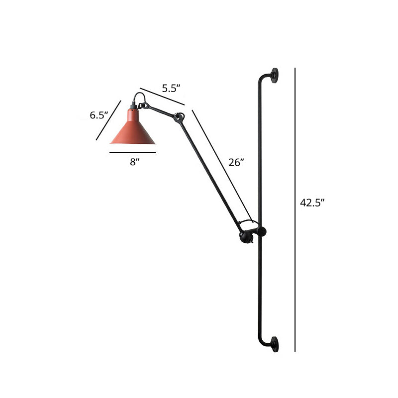 1 Kopf schattierte Wandmontage Lesen leuchtender Dachbodenmetall -Wandbeleuchtung mit verstellbarem Arm