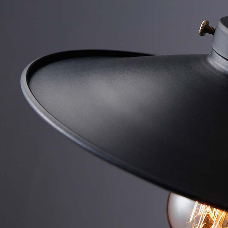 Schwarzer Finish -Untertasse Anhänger Deckenlampe Retro Metall 1 Glühbirnen Esszimmer Hanges Licht Kit