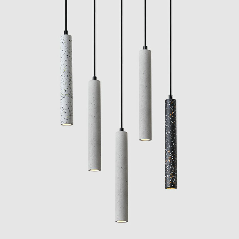 Tube LED Pendant Spotlight Minimalist Terrazzo Dining Room Hanging Ceiling Light