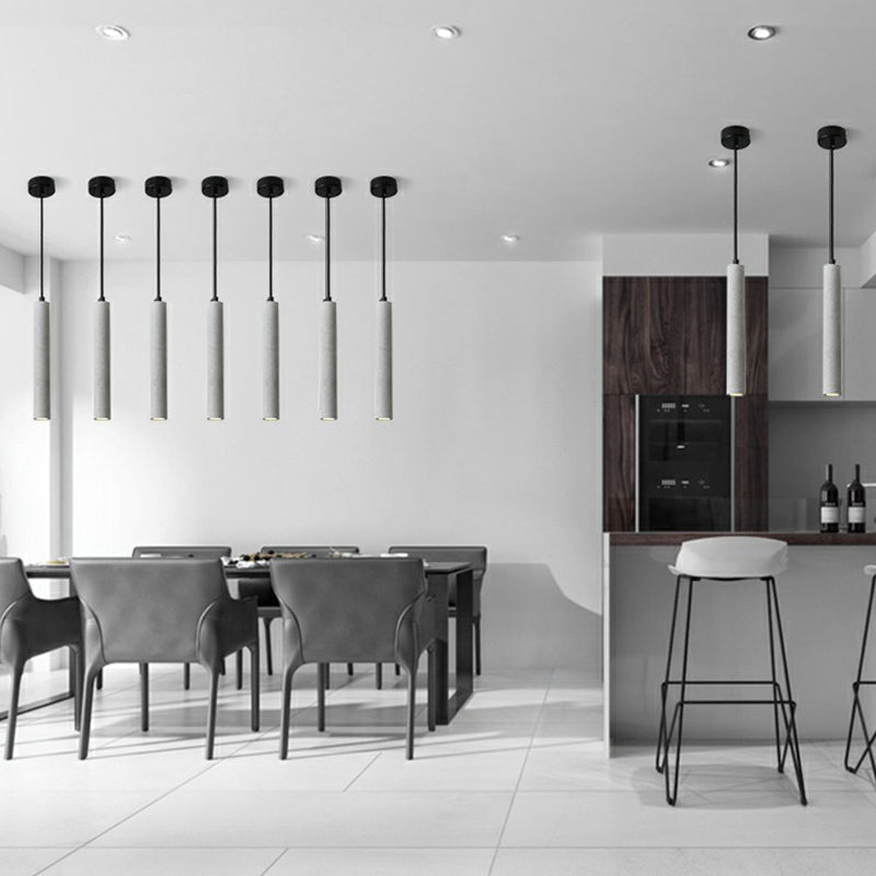 Tube LED Pendant Spotlight Minimalist Terrazzo Dining Room Hanging Ceiling Light
