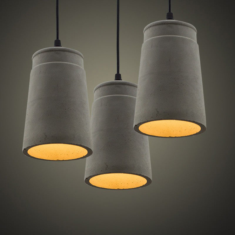 Grey Horn Suspended Lighting Fixture Simplicity 1-Light Cement Hanging Light for Restaurant