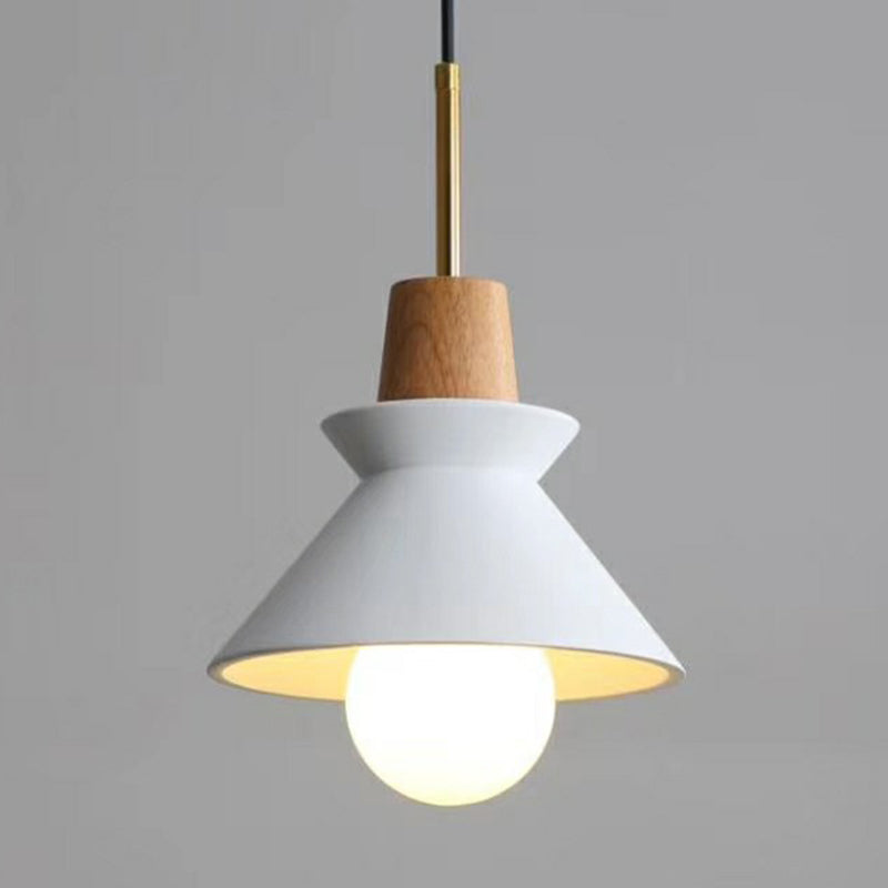 1 hoofd eetkamer hangende licht minimalistische houten hanger met conische cement schaduw