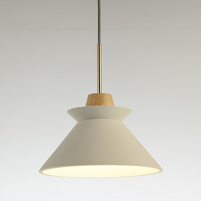1 hoofd eetkamer hangende licht minimalistische houten hanger met conische cement schaduw