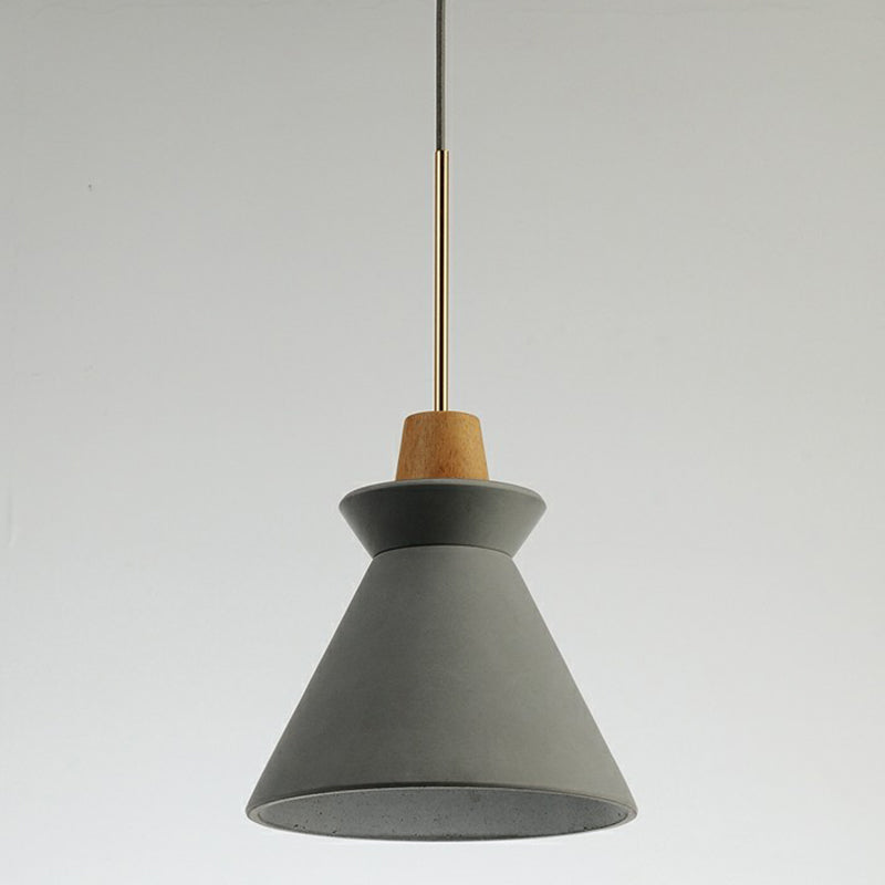 1 hoofd eetkamer hangende licht minimalistische houten hanger met conische cement schaduw