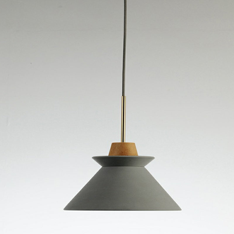1 hoofd eetkamer hangende licht minimalistische houten hanger met conische cement schaduw