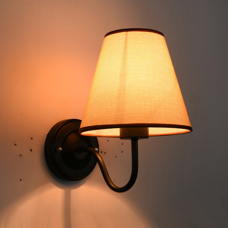 Classic Tapered Shade Wall Light 1-Light Fabric Wall Lighting Fixture for Corridor