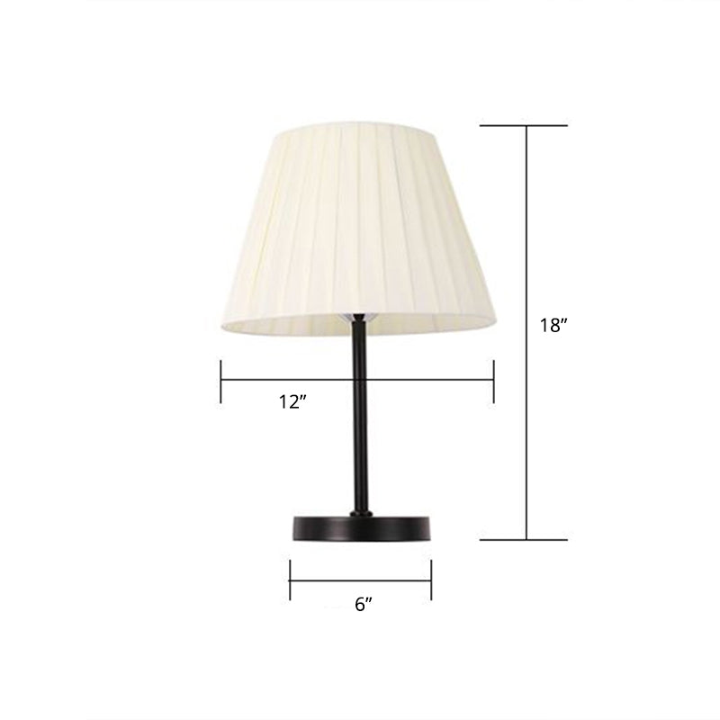 Pleated Fabric Tapered Table Lamp Simple Style 1��Bulb Nightstand Light for Bedside