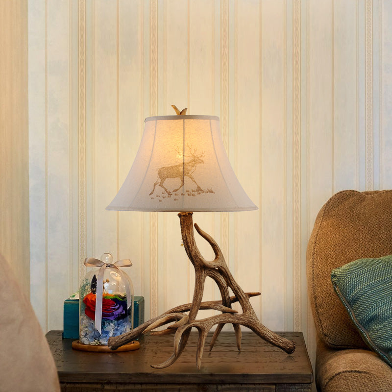Holzfassschreiber Lampe Traditionelle weiße Stoff 1 helles Schlafzimmer Lesen Sie Licht mit Ast