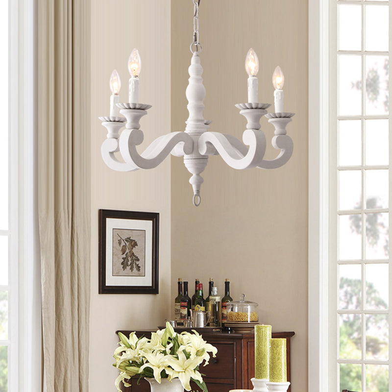 Spur Metal suspendu au lustre contemporain 5 têtes Plafond blanc léger pour chambre à coucher