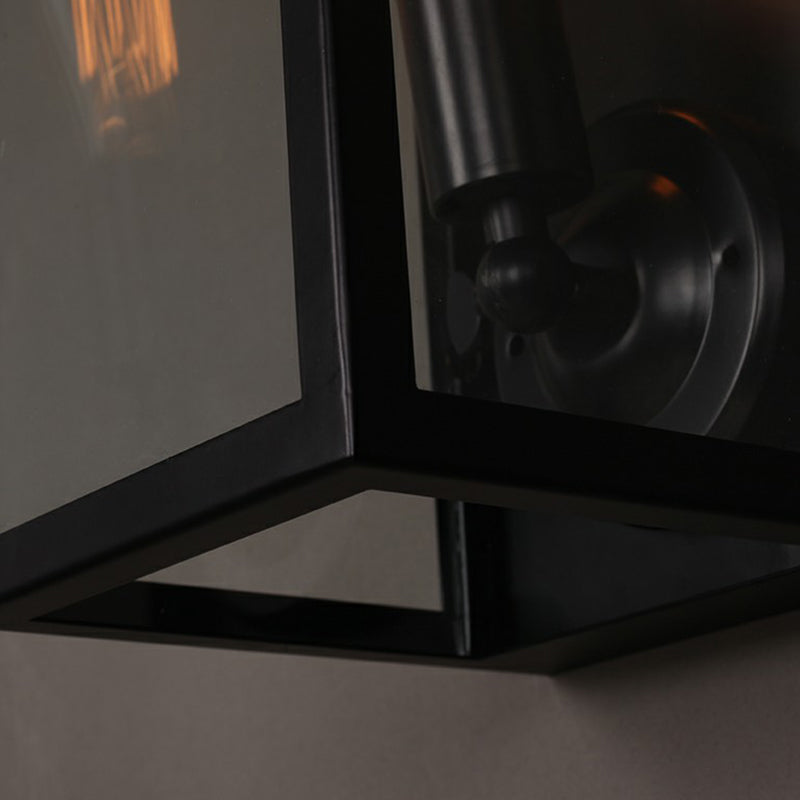 Klares Glas rechteckiger Kastenwand Lampe Einfachheit 1 Kopfkorridorwandleuchte in Schwarz