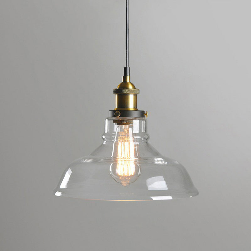 1 Head Suspension Lighting Retro Style Pot Lid Clear Glass Hanging Pendant Light Fixture