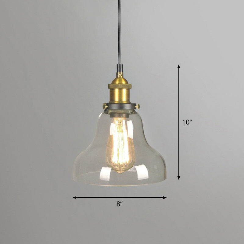 1 Head Suspension Lighting Retro Style Pot Lid Clear Glass Hanging Pendant Light Fixture