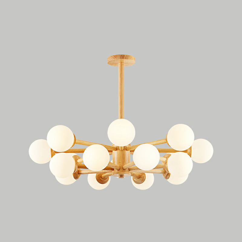 Wood Sputnik Chandelier Nordic White Bhite Glass Glass Affermazione Luce per soggiorno per soggiorno