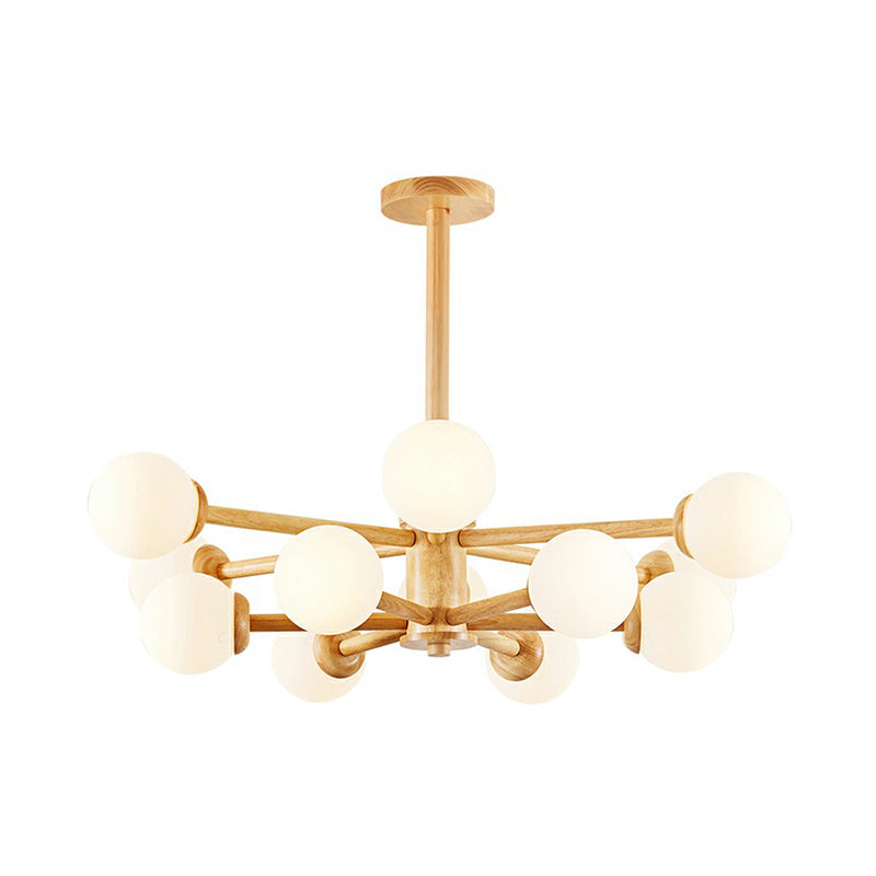 Wood Sputnik Chandelier Nordic White Bhite Glass Glass Affermazione Luce per soggiorno per soggiorno