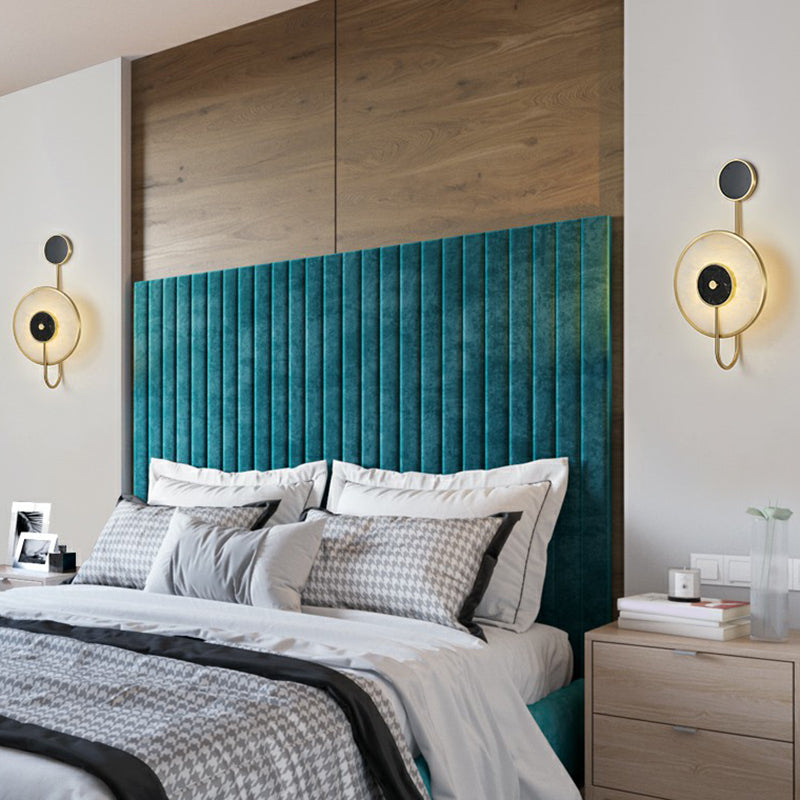 Zwarte cirkel muur sconce verlichting ontwerper marmer led wandmontage licht voor woonkamer