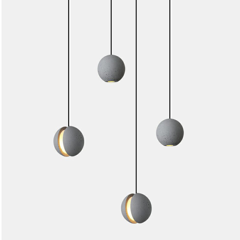 Mini Ball Cement Pendant Light Simplicity Novelty Grey LED Hanging Lamp for Bedroom