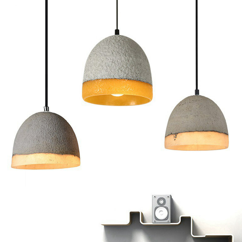 Bell Shaped Ceiling Pendant Nordic Cement 1 Bulb Dining Room Pendulum Light in Grey