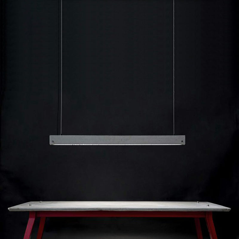 Grey Rectangular Suspension Lighting Simplicity 1 Head Cement Hanging Ceiling Light for Office