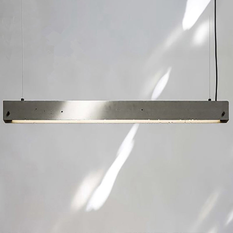 Grey Rectangular Suspension Lighting Simplicity 1 Head Cement Hanging Ceiling Light for Office