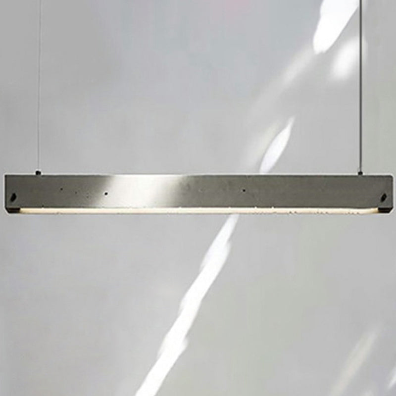 Grey Rectangular Suspension Lighting Simplicity 1 Head Cement Hanging Ceiling Light for Office