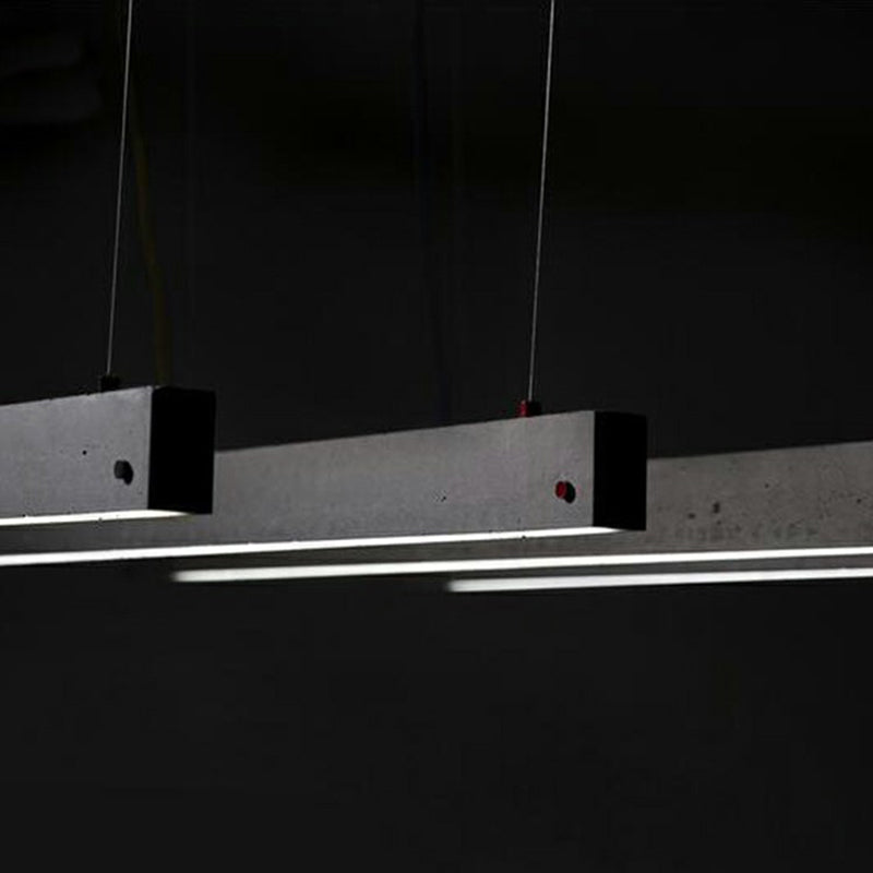 Grey Rectangular Suspension Lighting Simplicity 1 Head Cement Hanging Ceiling Light for Office