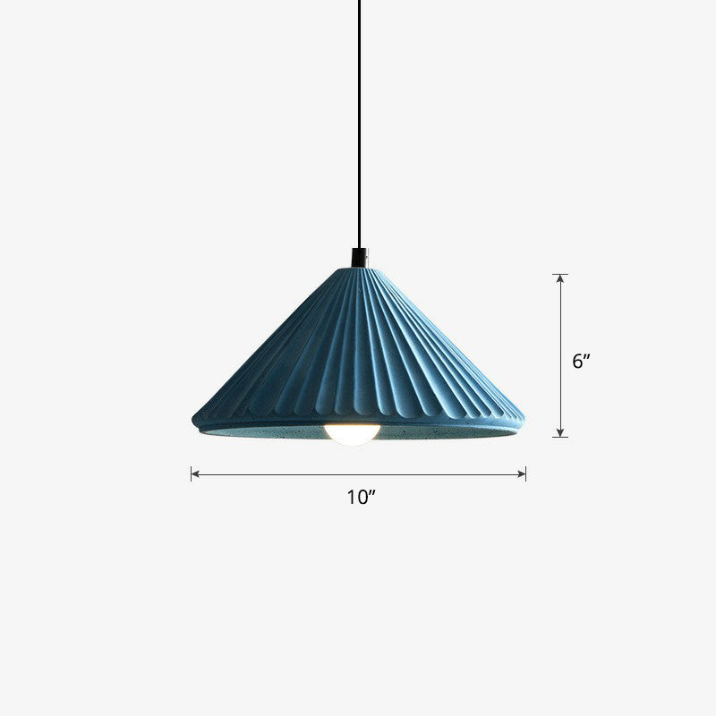 Cement Conical Pendant Ceiling Light Macaron Single Suspension Light Fixture for Living Room