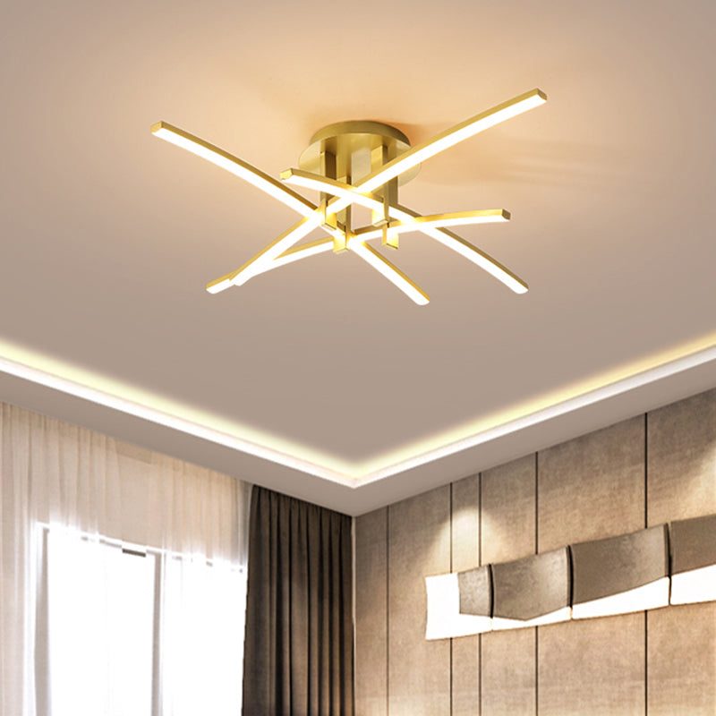 Crossed Rod Flush Mount Ceiling Light Simple Metal Bedroom LED Flush Light Fixture