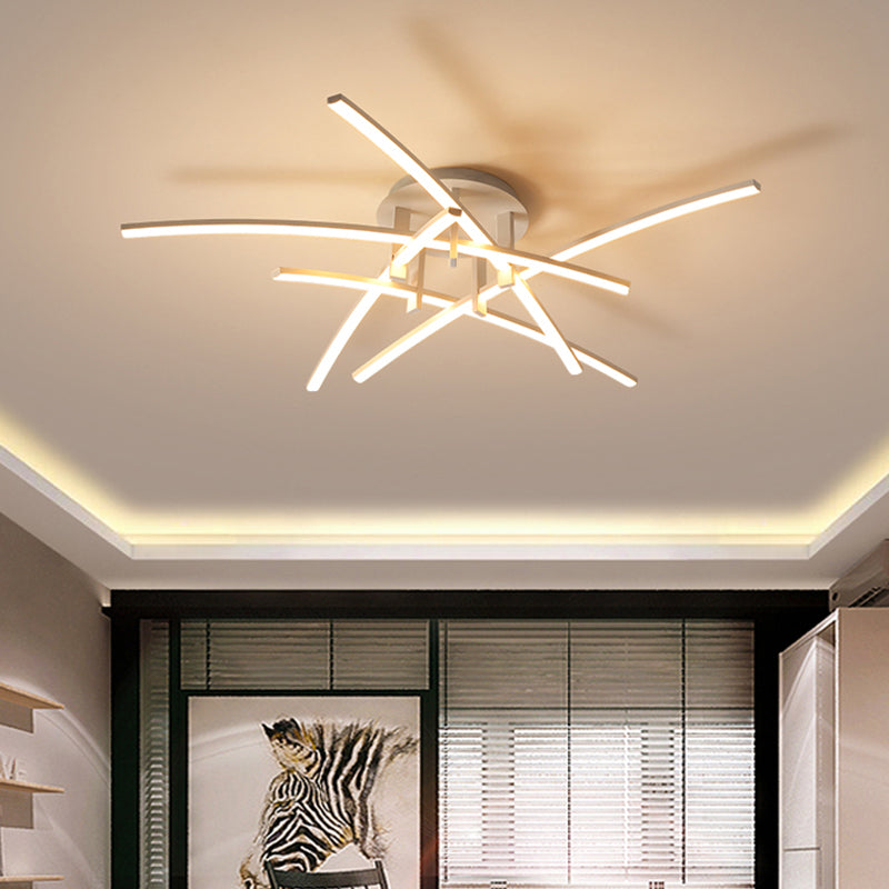 Crossed Rod Flush Mount Ceiling Light Simple Metal Bedroom LED Flush Light Fixture