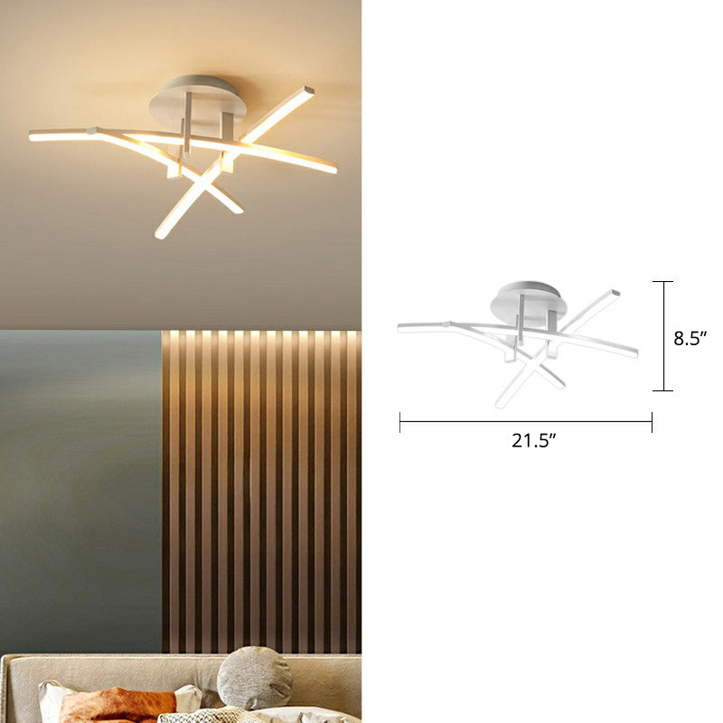 Crossed Rod Flush Mount Ceiling Light Simple Metal Bedroom LED Flush Light Fixture