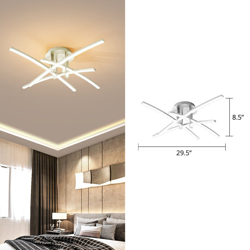 Crossed Rod Flush Mount Ceiling Light Simple Metal Bedroom LED Flush Light Fixture